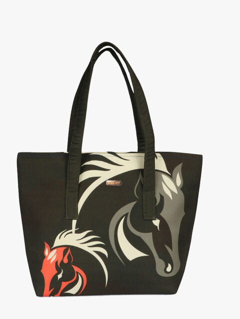 Medium Horse Printed Canvas Fatty Tote Bag