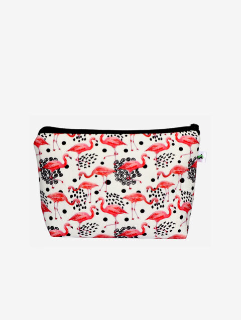 White Flamingo Cosmetic Makeup Pouch for Women