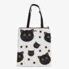 White Cats Printed Zip Tote Bag