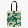 White Flower Green Leaf Print Zip Tote Bag