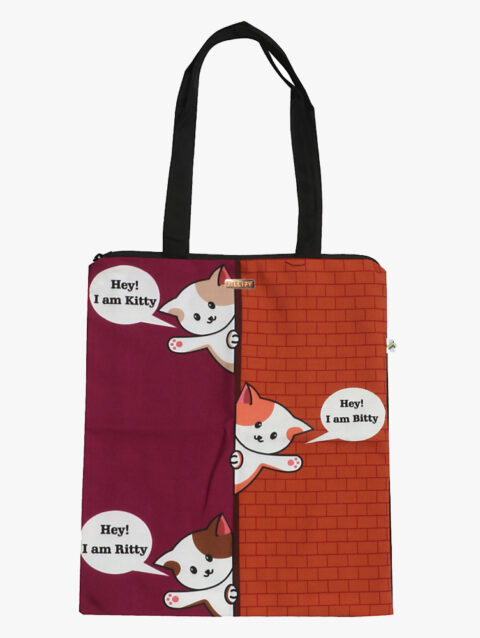 Kitty Wall Zip Tote Bag for shopping