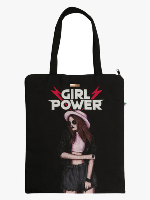 Black Girl Power Printed Zip Tote Bag