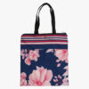 Pink Flower Multi Color Zip Tote Bag
