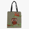 Owl Printed Multi Color Zip Tote Bag