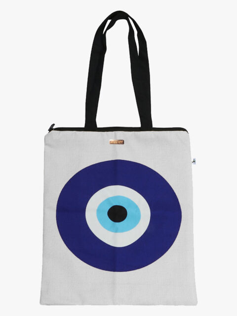Evil Eye Printed Zip Tote Bag for shopping