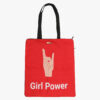 Red Girl Power Printed Zip Tote Bag