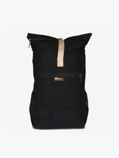Black Canvas Rolltop Laptop Backpack