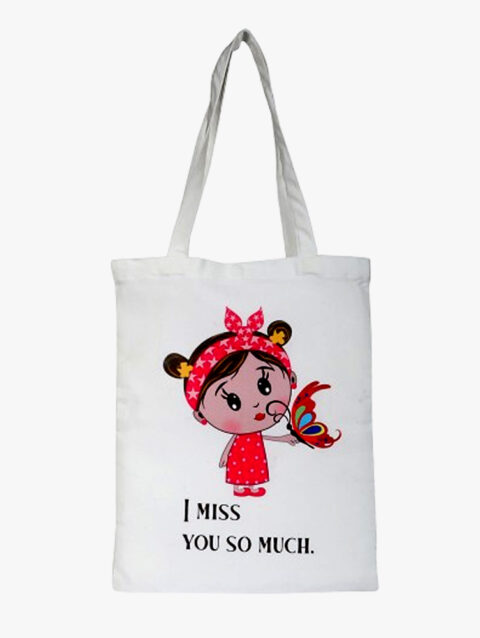I Miss You Much Printed Tote Bag for Shopping & Travel Bags