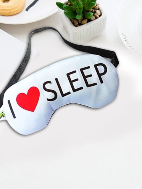 I Love Sleep Printed Light Blue Eye Mask