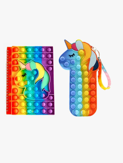 Combo Unicorn Popit Diary & Unicorn fur Pouch