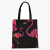 Black Flamingo Printed Zip Tote Bag
