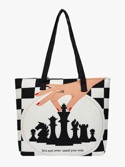 Large Chess Print Fatty Bag for Women