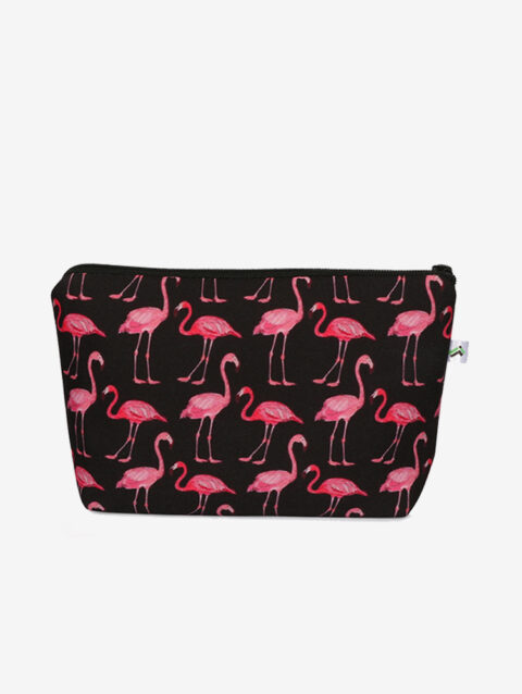 Black Flamingo Cosmetic Makeup Pouch for Women