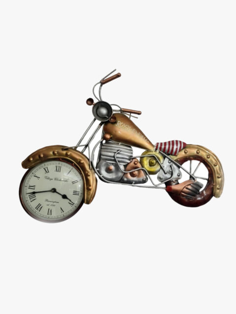Handicrafts Metal Hand Painted Golden Bike Clock