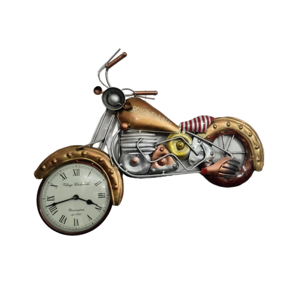 Handicrafts Metal Hand Painted Golden Bike Clock - Jellify