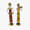 2 Doll set Red & Yellow Metal Candle Holder