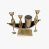 3 Doll Long Kerala Iron Boat Pen Holder Golden