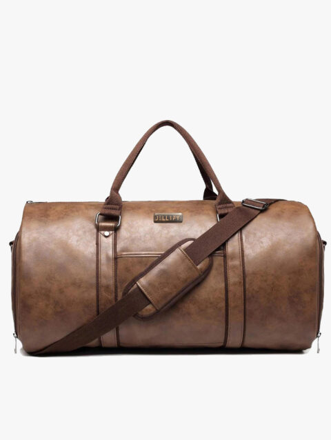 Brown Leather Convertible Duffel Bag