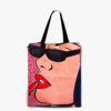 Model Face Printed Canvas Zip Tote Bag