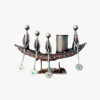 Metal Antique 4 Doll Boat Golden Pen Holder