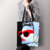 Canvas Light Blue & Black Zip Tote Bag